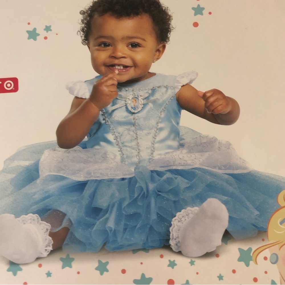 NWT Disney Baby Blue Sparkly Cinderella Dress Costume size 12-18 months girls